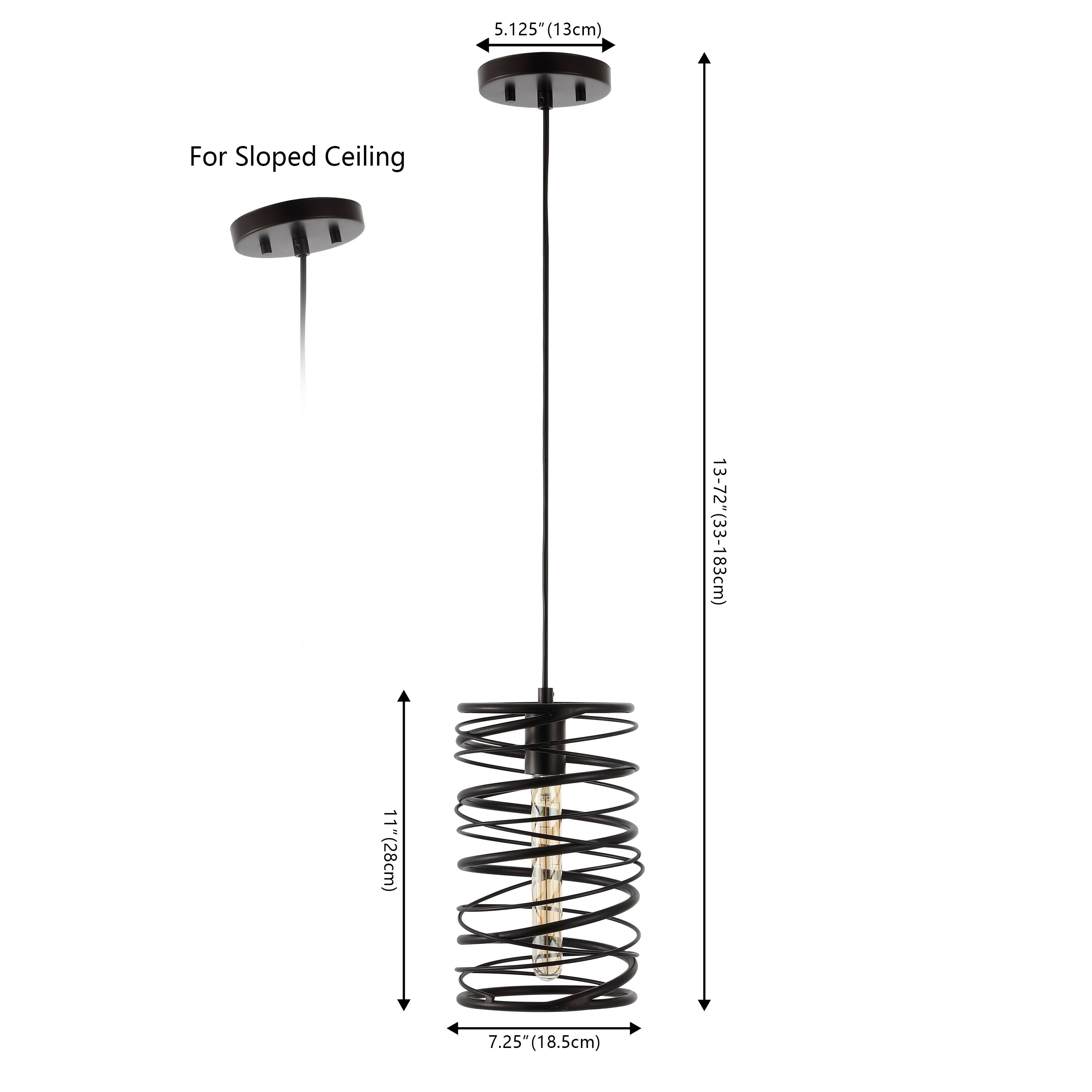 5.125" (13cm) For Sloped Ceiling  
13-72" (33-183cm)  
11" (28cm)  
7.25" (18.5cm)