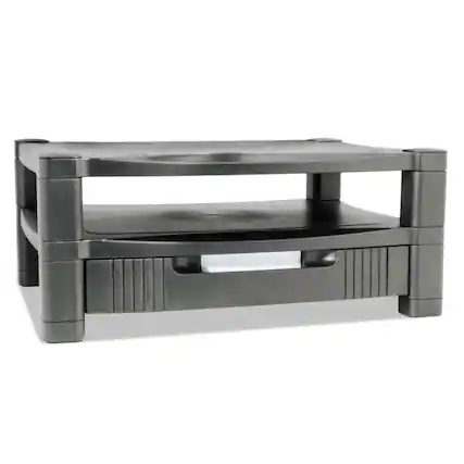 Front. KanTek - Kantek MS480 17 in. x 13.25 in. 3-1/2 in. to 7 in. Supports 50 lbs. Two-Level Monitor Stand - Black.