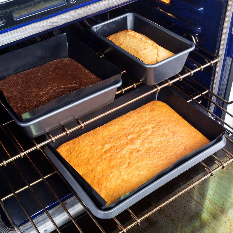 Back. Kitchen + Home - Baking Pan Liners - Set of 3 Nonstick Reusable Baking Liners - Black.
