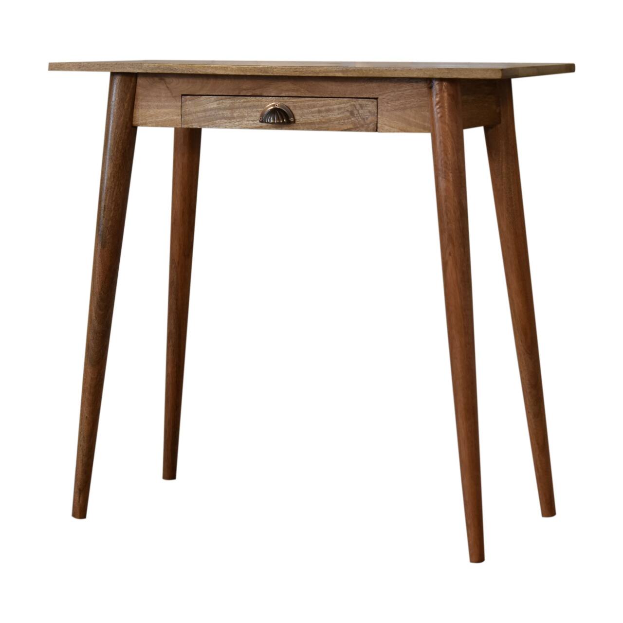 Left. Artisan Furniture - Artisan Furniture Solid Wood Mini Nordic Style Writing Desk, 1 Drawer, Brown - Brown.