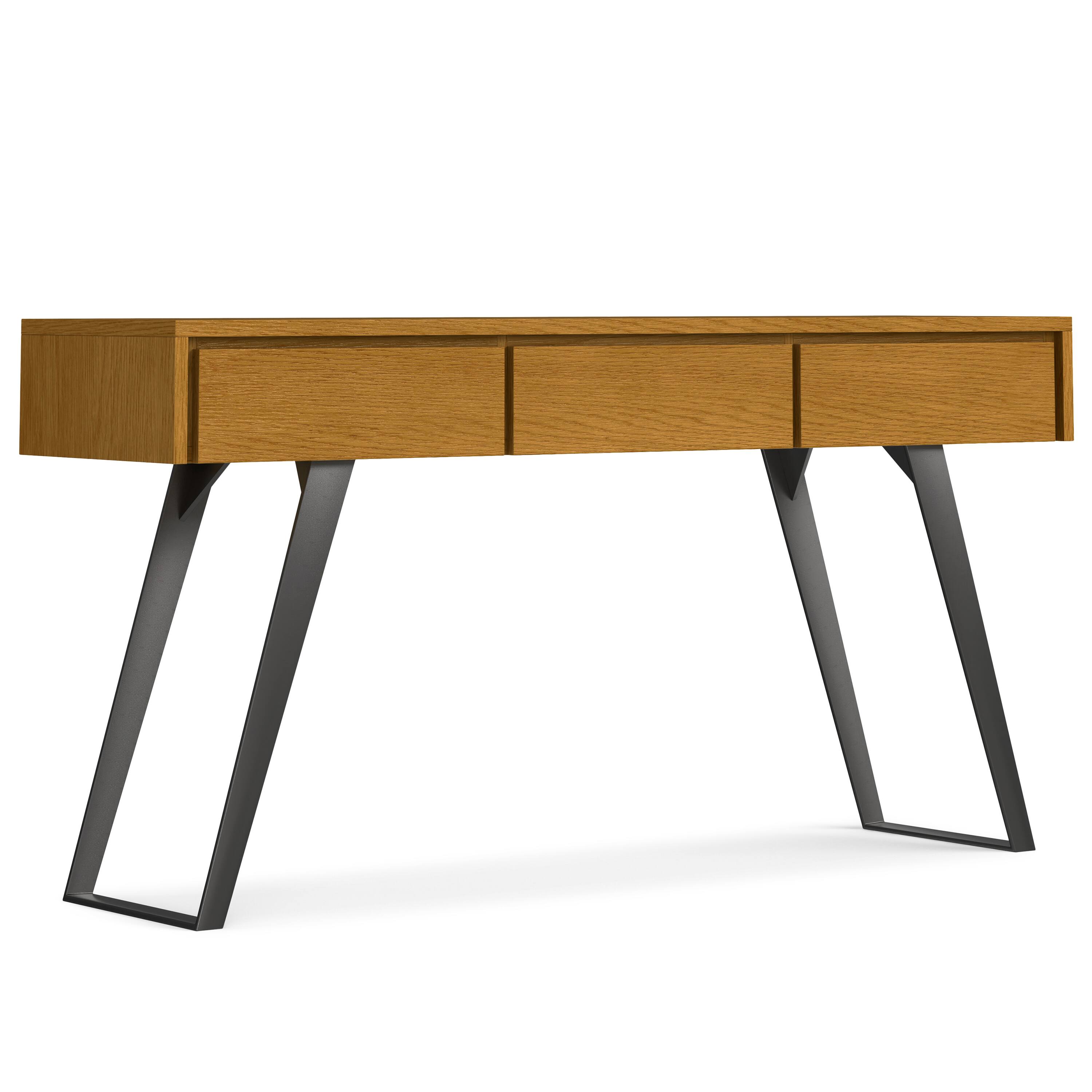 Front. Simpli Home - Simpli Home Lowry 60 inch Wide Console Sofa Table in Oak Veneer - Oak Veneer.