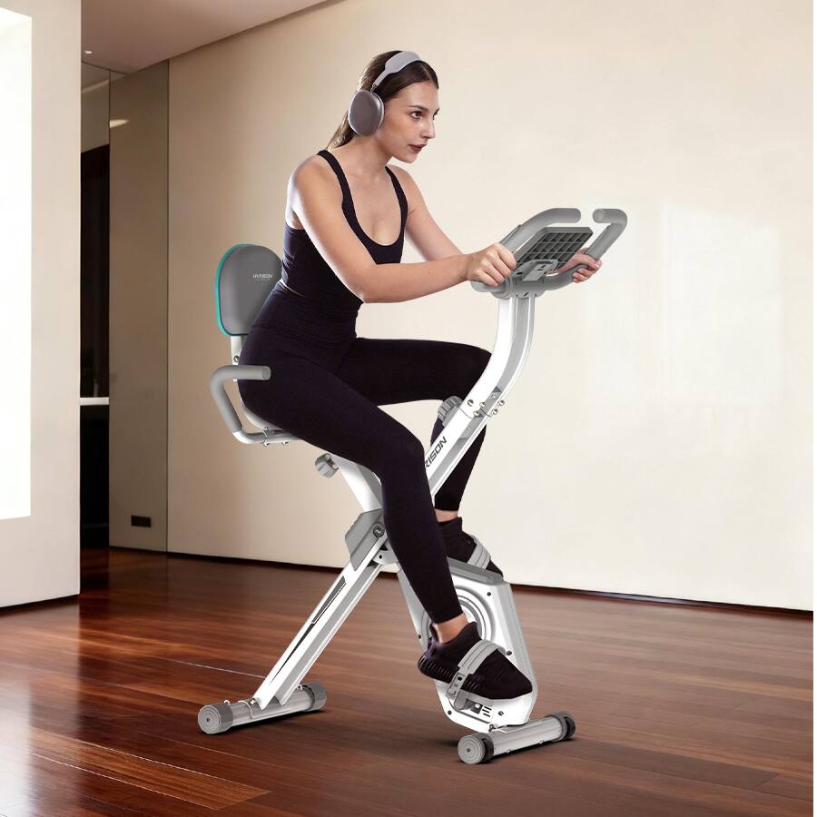 Alt View 4. HARISON - HARISON Folding Exercise Bike 350 LBS Capacity, 5 in 1 Bluetooth Stationary Bikes for Home (BBX3L) - white.
