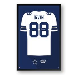 Sporticulture - Michael Irvin Dallas Cowboys Framed 14" x 20" Retired Jersey Art Print - Multicolor