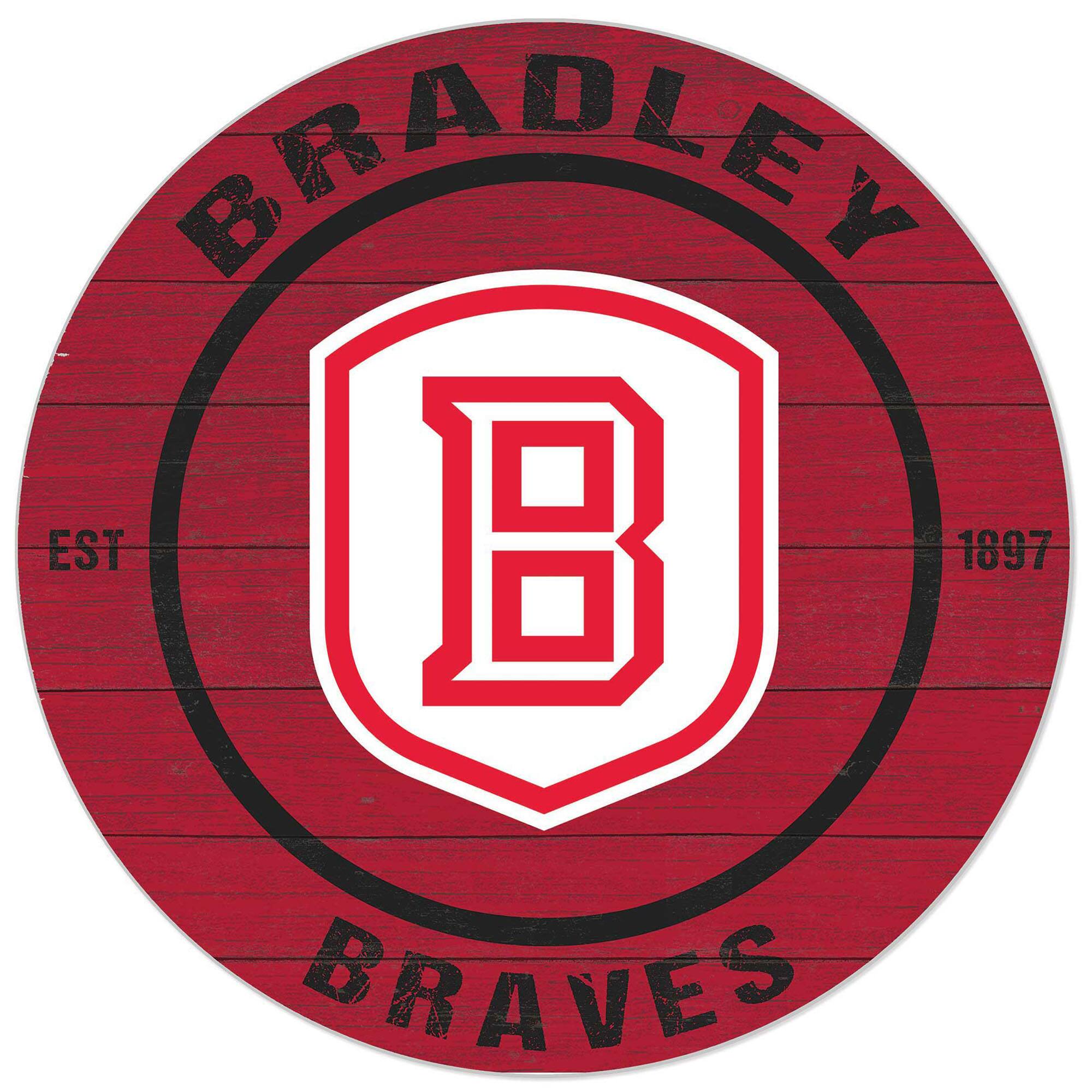 Red Bradley Braves 20'' x 20'' Indoor/Outdoor Circle Sign