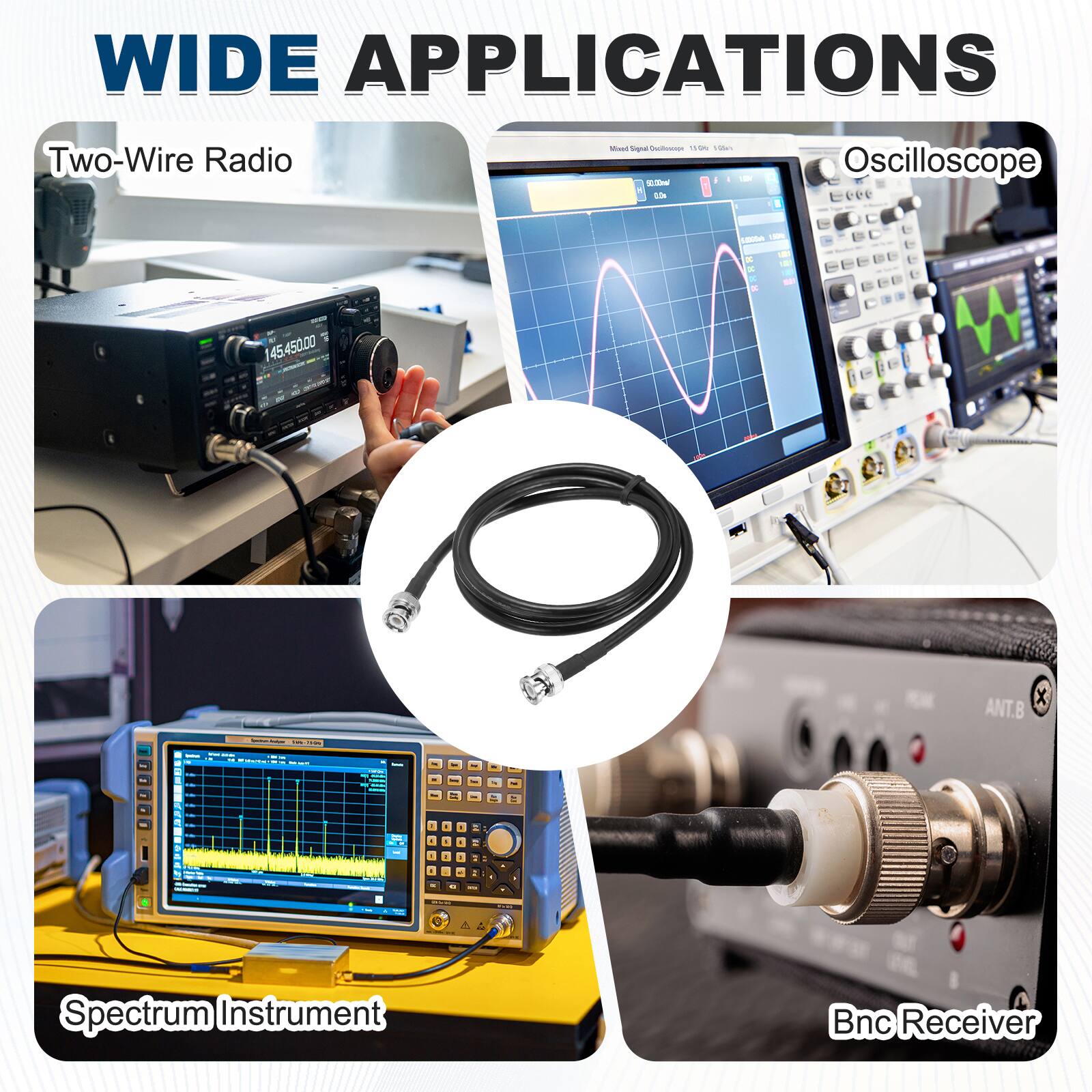 WIDE APPLICATIONS

- Two-Wire Radio
- Oscilloscope
- Spectrum Instrument
- Bnc Receiver