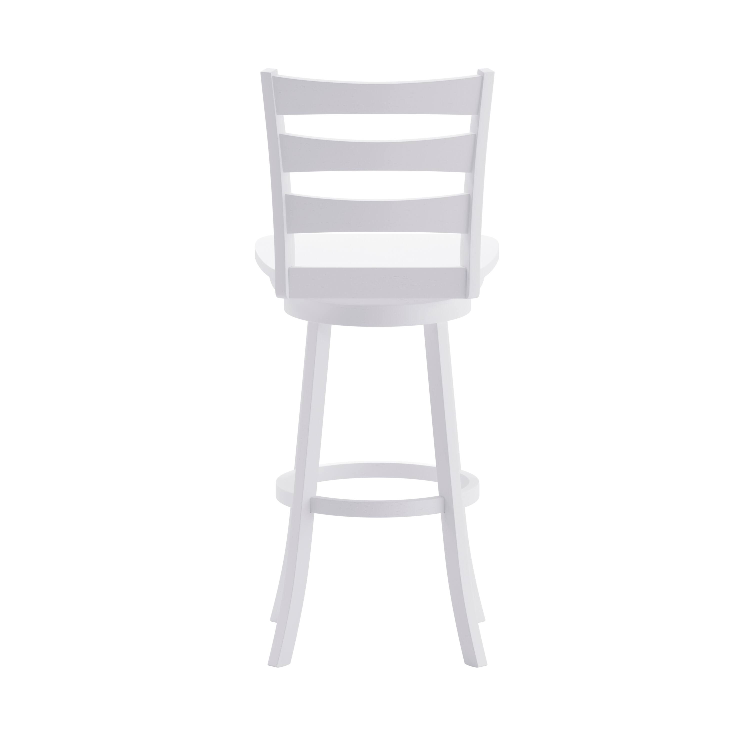 Back. Flash Furniture - Liesel Commercial Grade Wooden Classic Ladderback Swivel Bar Height Barstool with Solid Wood Seat, Antique White Wash - White.