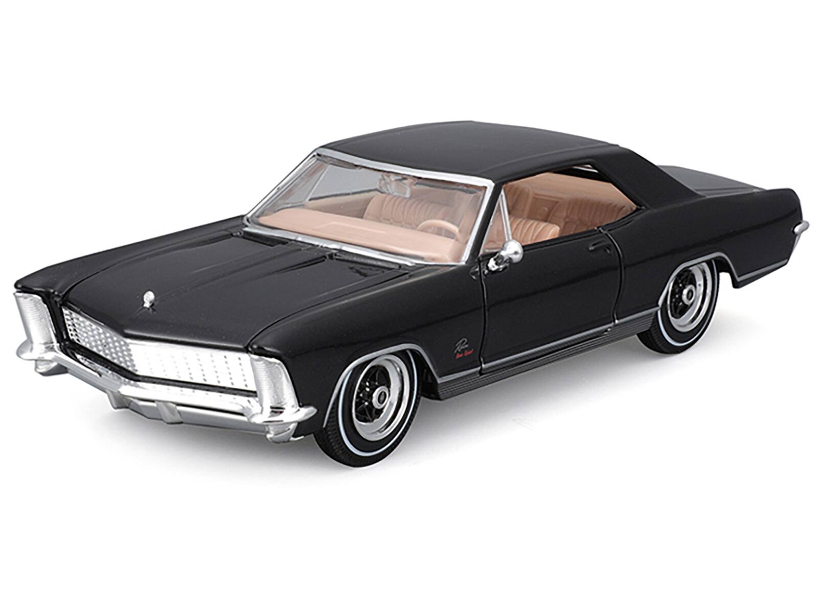 Angle. Maisto - 1965 Buick Riviera Gran Sport Black Metallic "Special Edition" Series 1/26 Diecast Model Car by Maisto - Black Metallic.