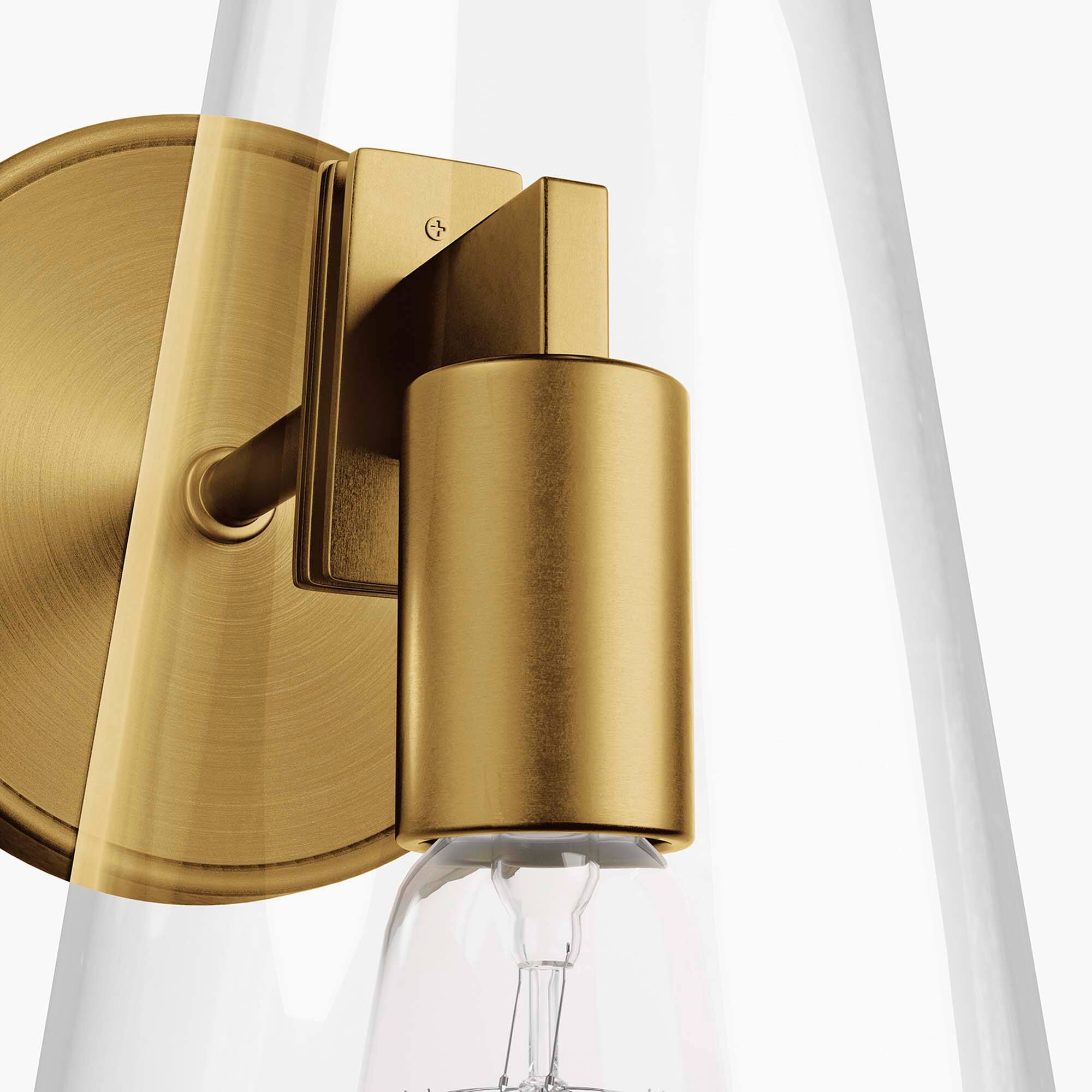 Alt View 5. Modway - Beacon 1-Light Wall Sconce by Modway - Clear Satin Brass.