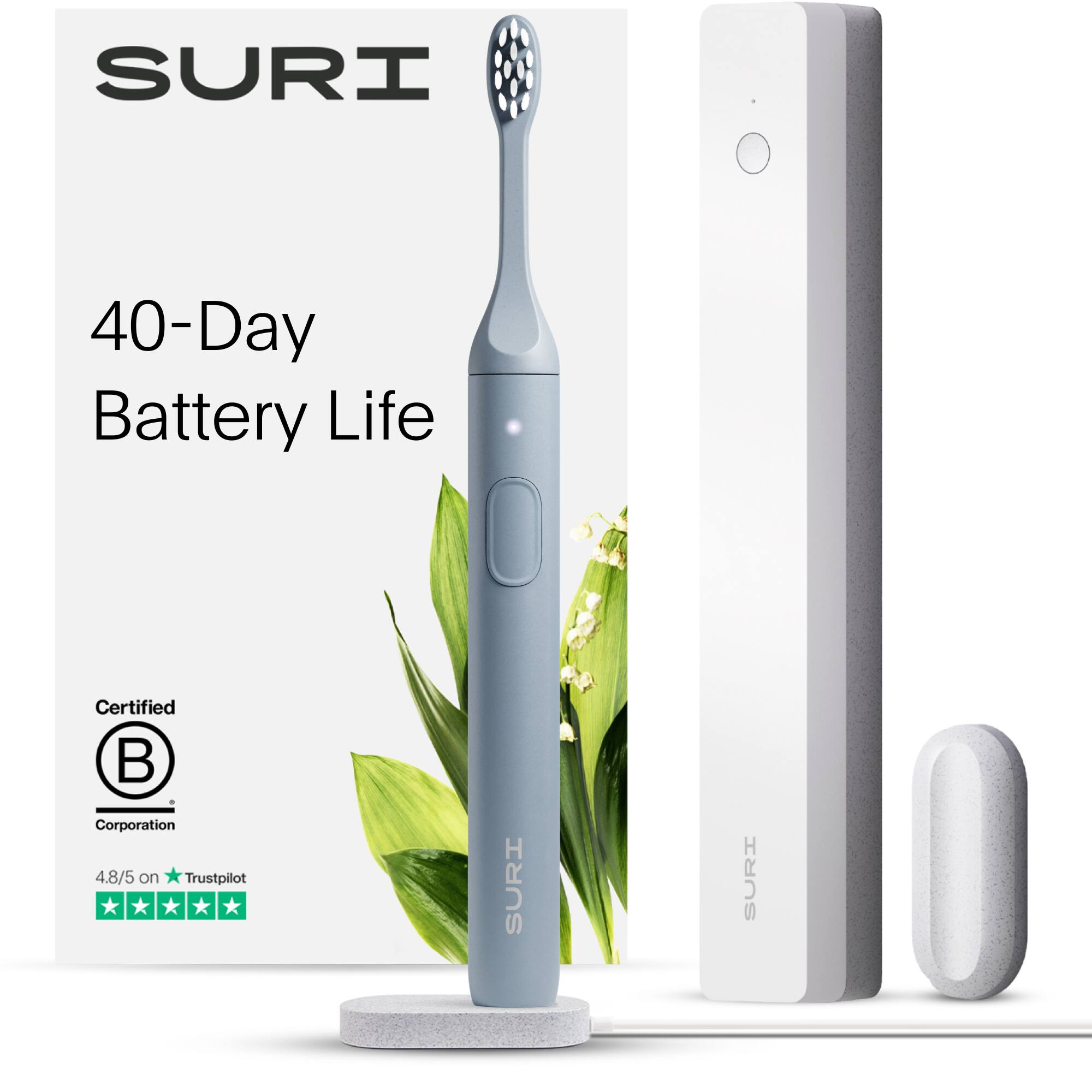 SURI - Morning Waves with UV Light Cleaning and Charging Case and Mirror Mount - Blue