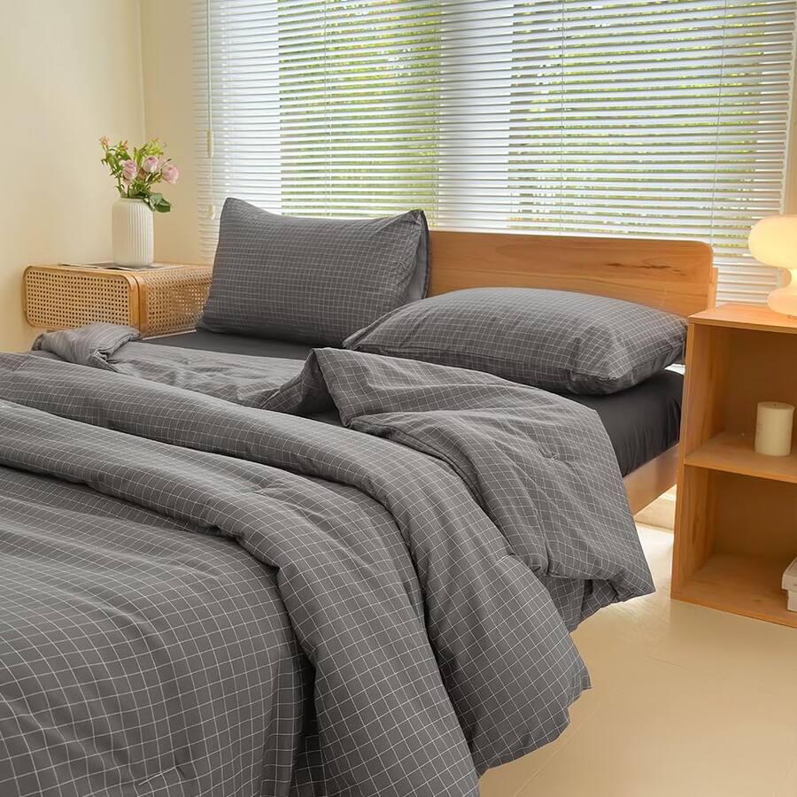 Paradigms Interiors Comforter Set Light Gingham Bedding Sets Grid Bed 2 ...
