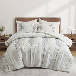 Peace Nest - All Season Elegant Rope Embroidery Comforter Set, King - White