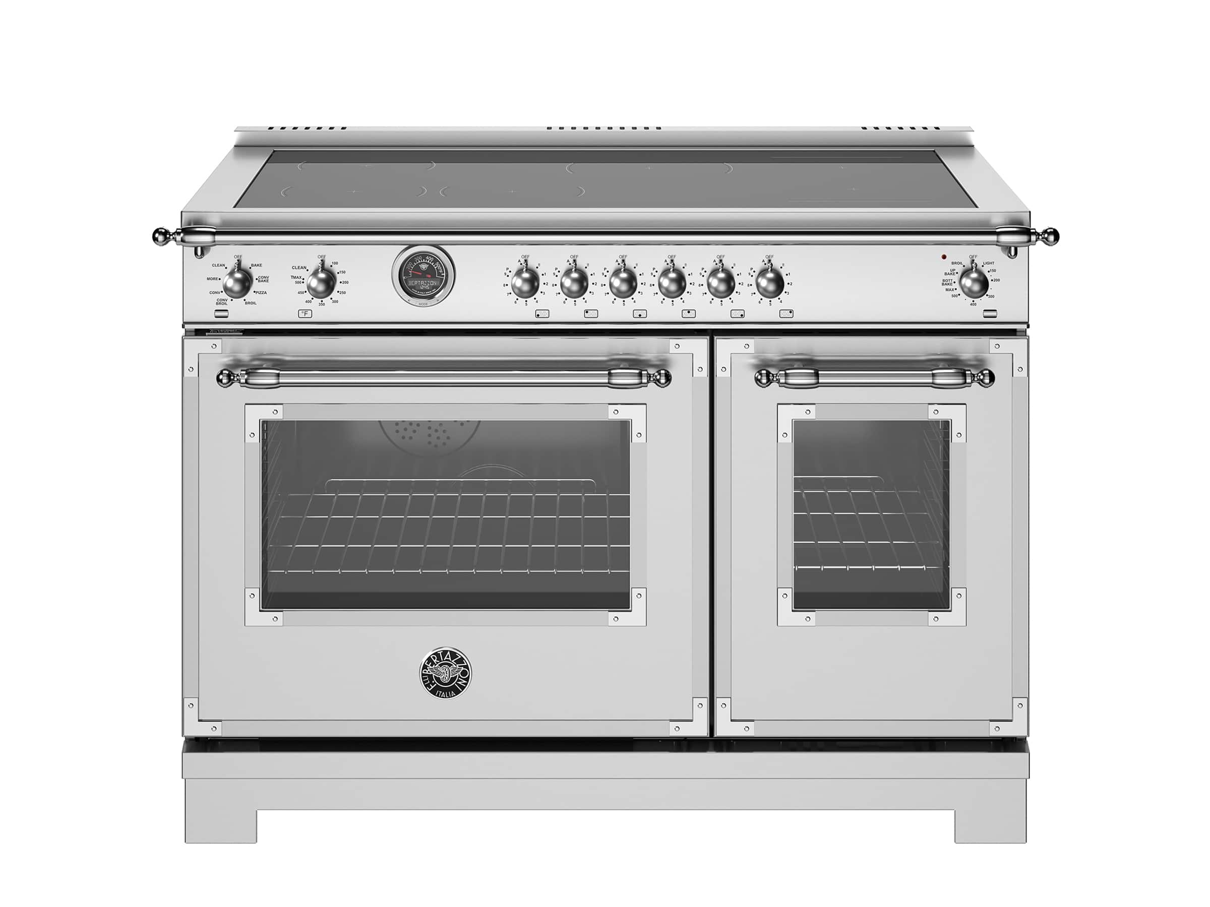 Front. Bertazzoni - 48" Heritage Series range - Electric self clean oven - 6 induction zones - Stainless Steel.
