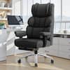 Front. Brick Attic - Big and Tall Ergonomic Office Chair, Wide Executive Leather Reclining Gaming Chair with Footrest, Black - Black.