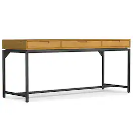 Simpli Home - Banting 72 inch Wide Solid Wood Mid Century Wide Desk - Oak Veneer