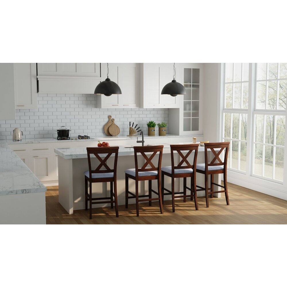Back. Carolina Chair & Table - Taylor X-Back Counter Stools - Set of 2 - Golden Oak/White - Golden Oak, White.