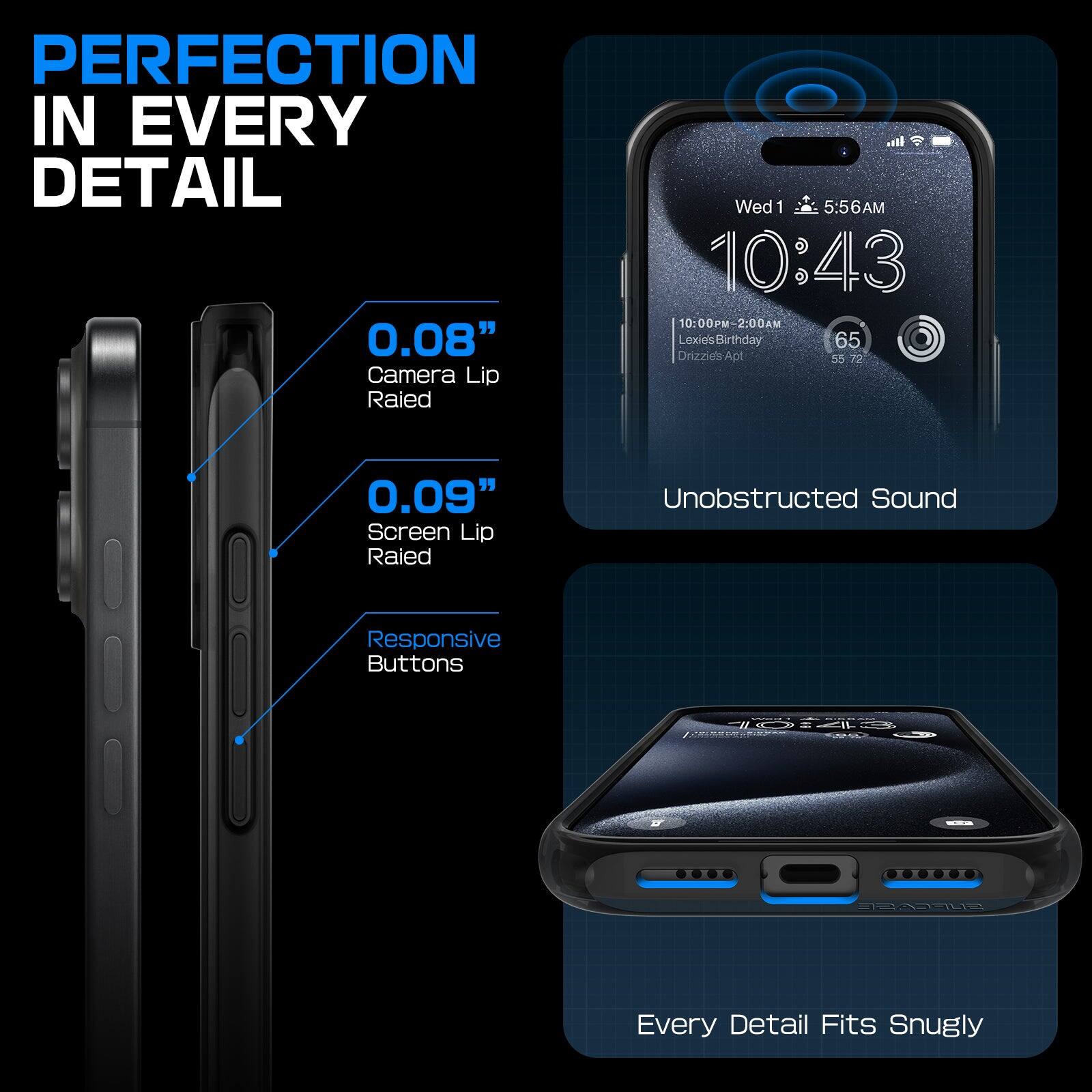 PERFECTION IN EVERY DETAIL

0.08" Camera Lip Raised

0.09" Screen Lip Raised

Responsive Buttons

Unobstructed Sound

Every Detail Fits Snugly