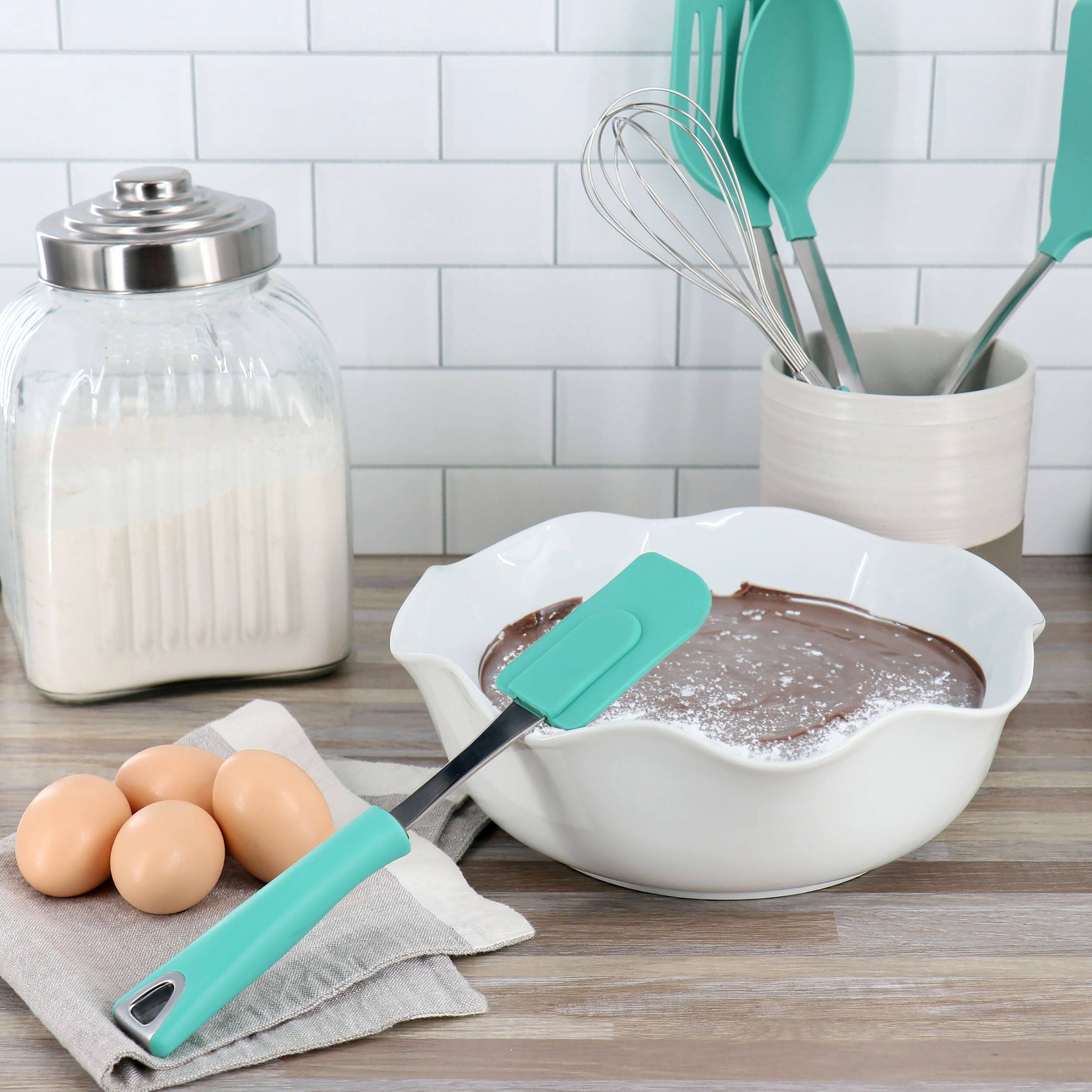 Alt View 4. Martha Stewart - Martha Stewart Everyday Drexler Silicone Scraper Utensil in Turquoise - Blue.