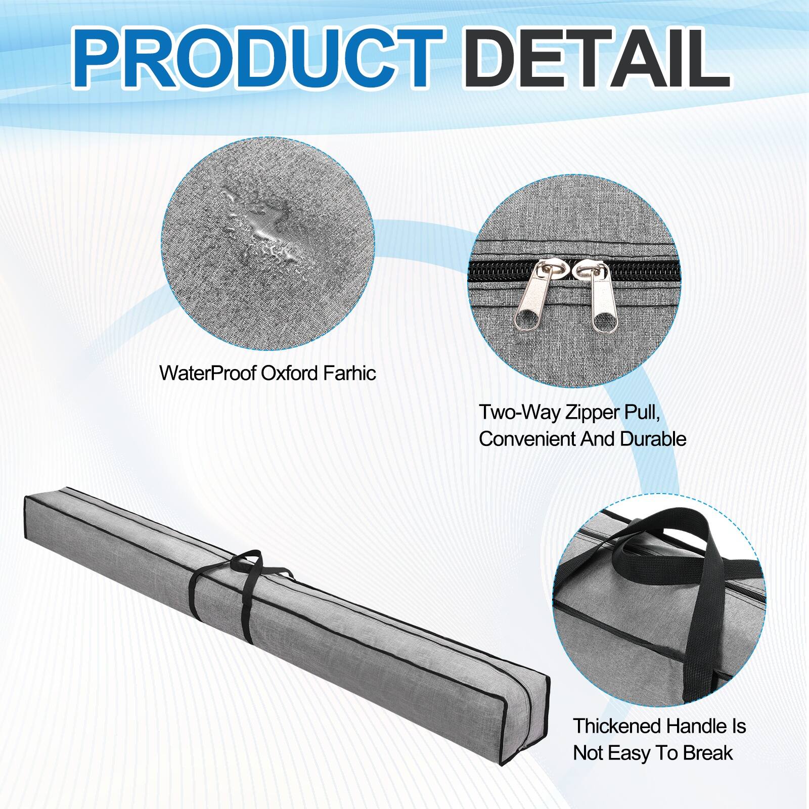 PRODUCT DETAIL

- WaterProof Oxford Farhic
- Two-Way Zipper Pull, Convenient And Durable
- Thickened Handle Is Not Easy To Break