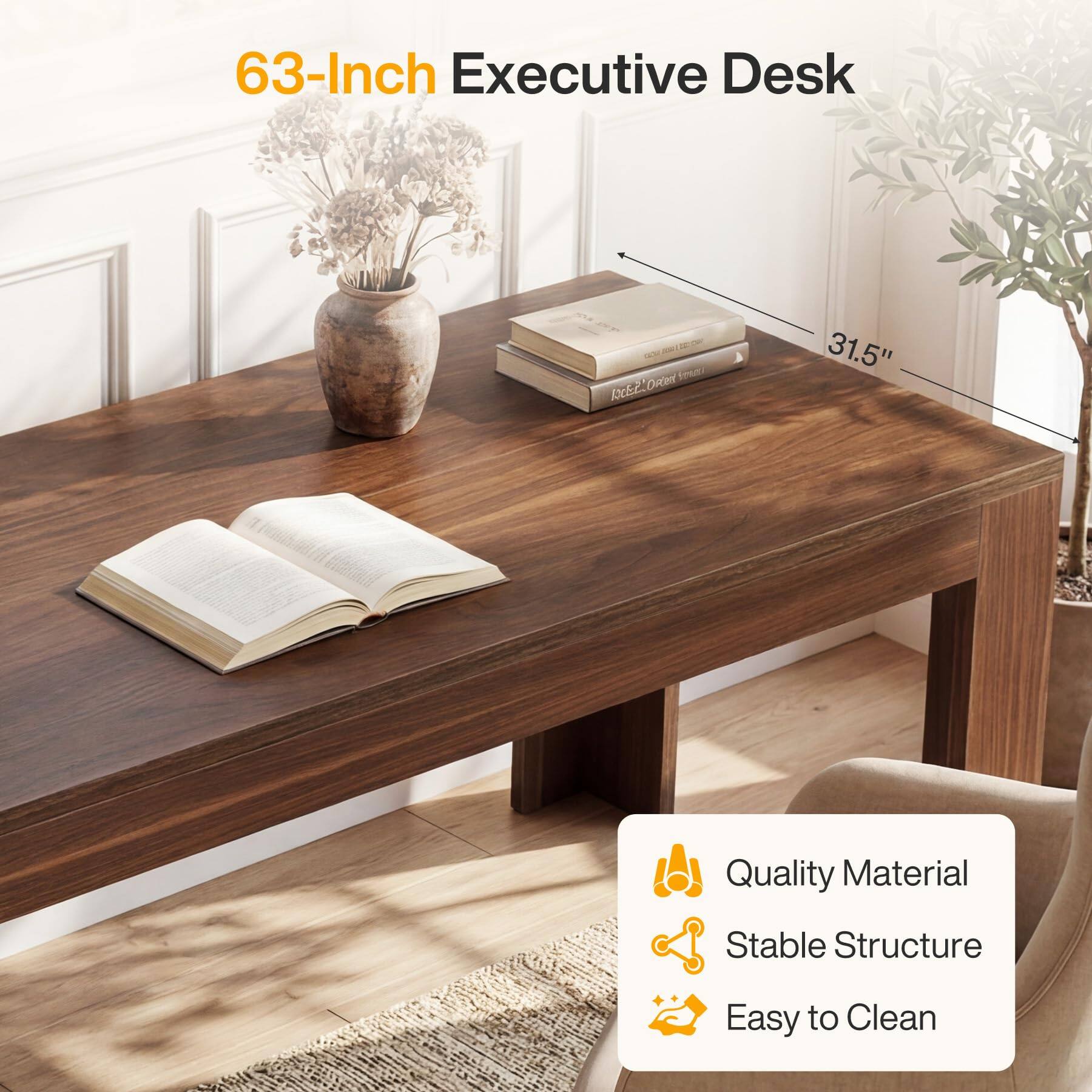 63-Inch Executive Desk

31.5"

Quality Material
Stable Structure
Easy to Clean