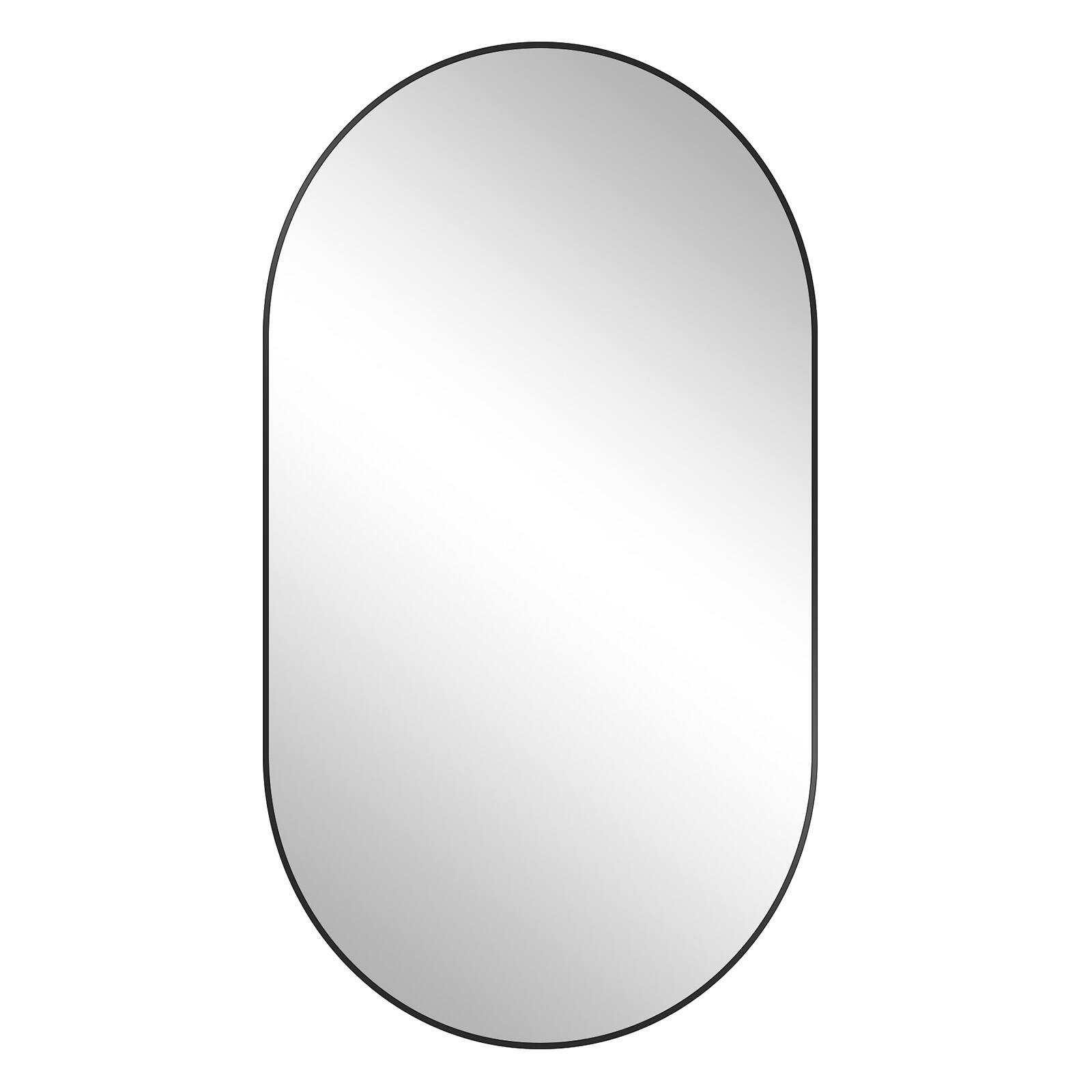 Alt View 2. Easly - Black 22 in. W x 38 in. H Oval Aluminum Alloy Framed Vanity Wall Mirror - Black.