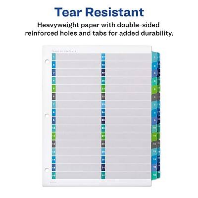 Tear Resistant  
Heavyweight paper with double-sided reinforced holes and tabs for added durability.