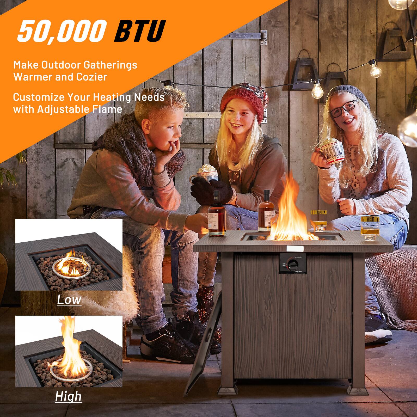 50,000 BTU

Make Outdoor Gatherings Warmer and Cozier

Customize Your Heating Needs with Adjustable Flame

Low

High
