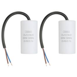 Unique Bargains - 2pcs 18uF CBB60 Run Capacitor, AC 450V 2 Wires 50/60Hz Cylinder 73x37mm for Air Compressor, Water Pump - White