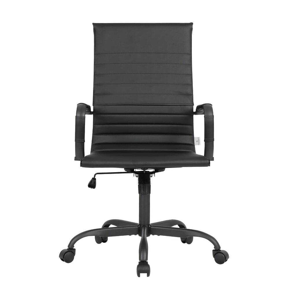 Alt View 2. LeisureMod - Harris Ergonomic High-Back Office Chair Leather Upholstery, Adjustable Swivel, Tilt, and Black Iron Frame - Black.