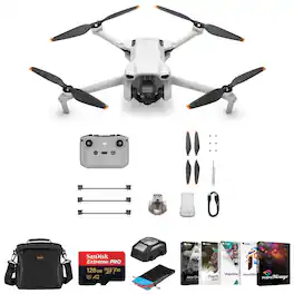 Bundle - DJI - Mini 3 Drone with RC-N1 Remote Controller with 128GB microSD Card, Shoulder Bag, Corel PC Software Kit,