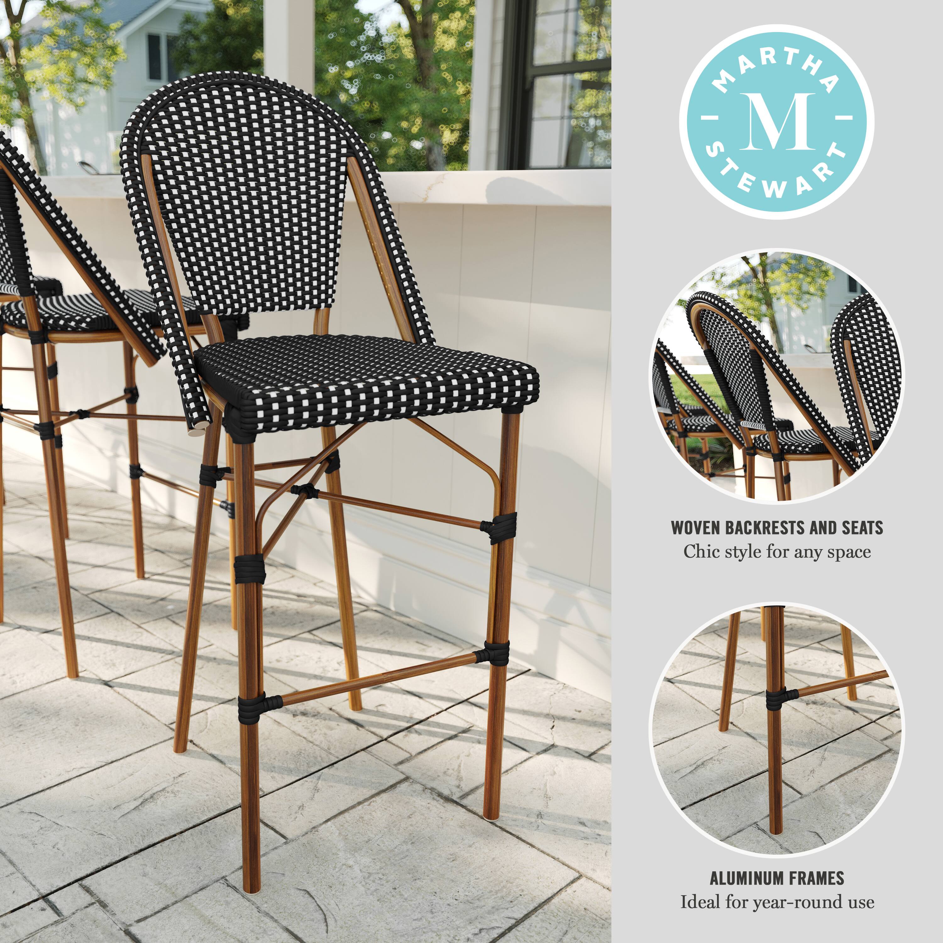 MARTHA STEWART WOVEN BACKRESTS AND SEATS Chic style for any space ALUMINUM FRAMES Ideal for year-round use