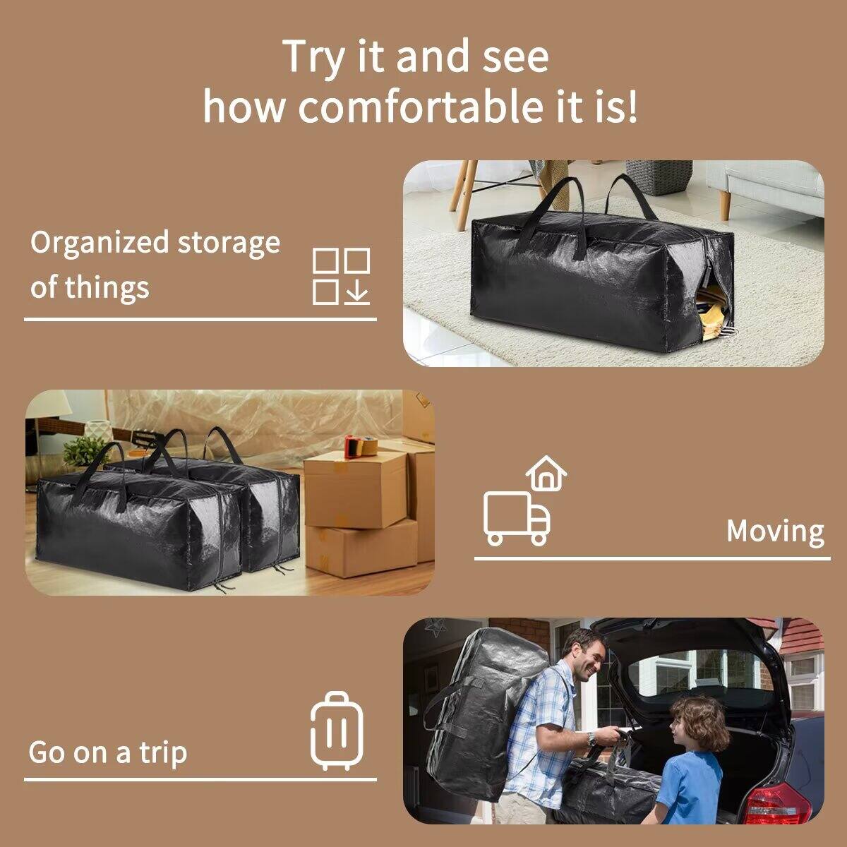 Try it and see how comfortable it is!

- Organized storage of things
- Moving
- Go on a trip