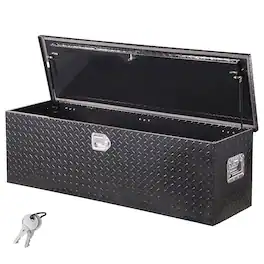 VEVOR - Heavy Duty Aluminum Truck Bed Tool Box, Diamond Plate Tool Box with Side Handle and Lock Keys, 49"x15"x15" - Black