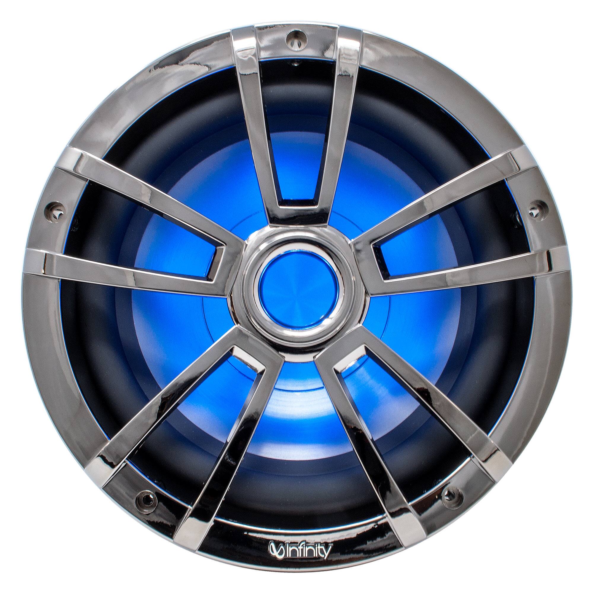 Alt View 1. Infinity - Infinity 10MBLCR 10-Inch OEM Replacement Marine RGB LED Subwoofer - Chrome - Black/Gray.