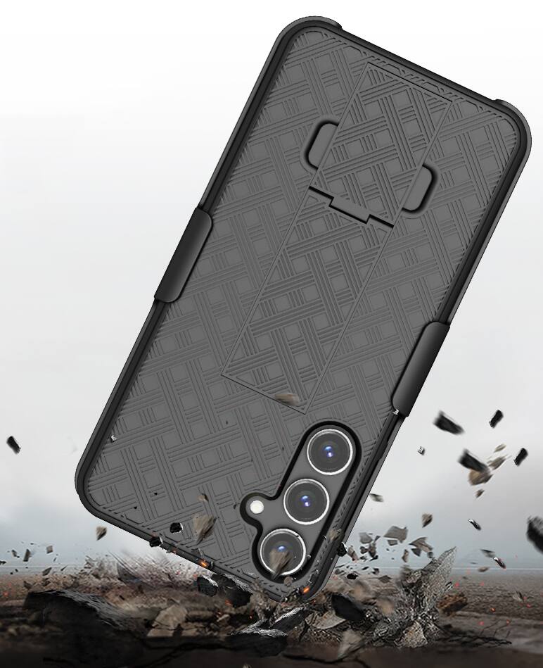 Alt View 5. Nakedcellphone - Combo for Samsung Galaxy S23 FE (2023) - Slim Case and Belt Clip Holster - Black.