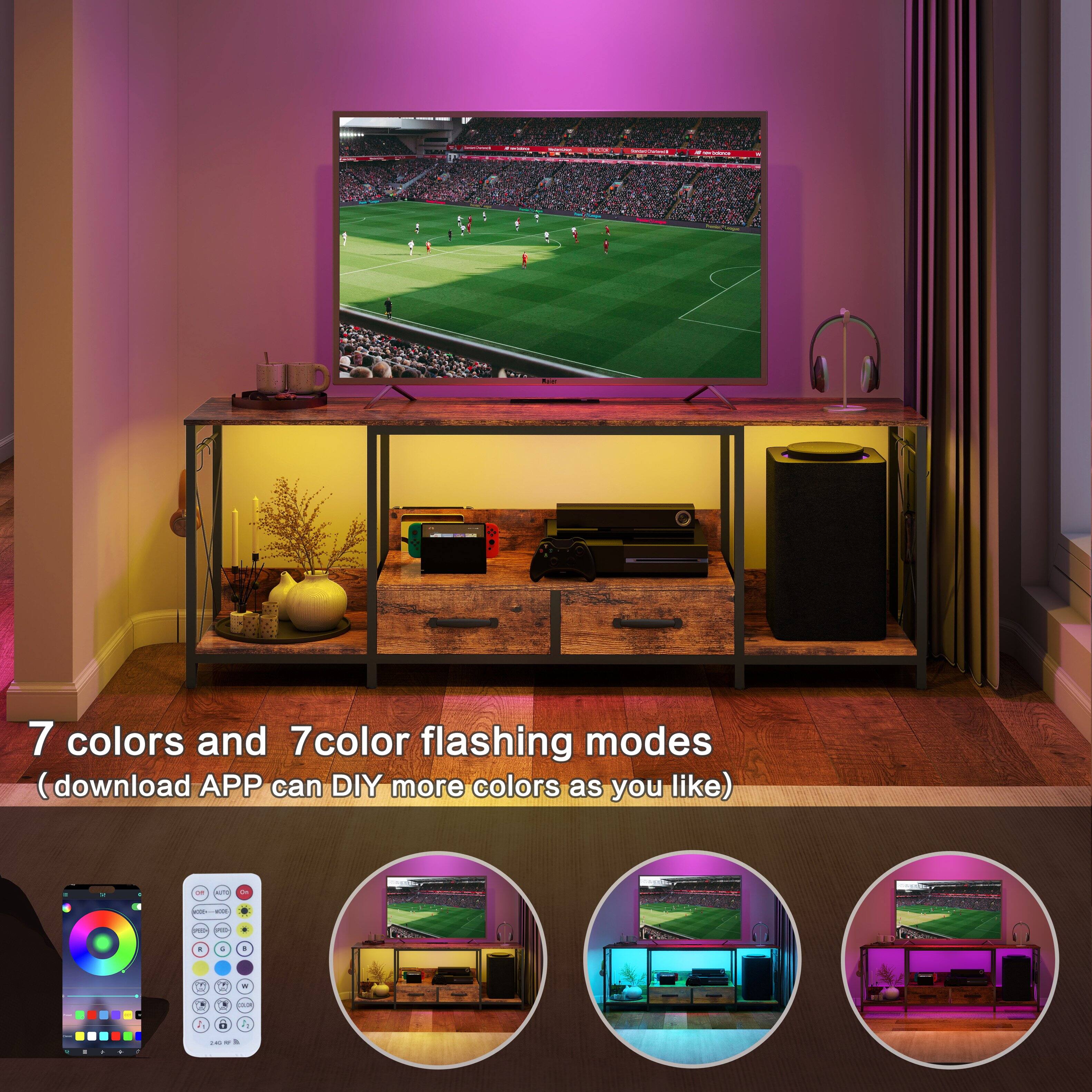 7 colors and 7 color flashing modes  
(download APP can DIY more colors as you like)