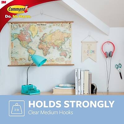 3M Command  
Do. No Harm.  

THE WORLD BE AWESOME  

HOLDS STRONGLY  
2 lb Clear Medium Hooks