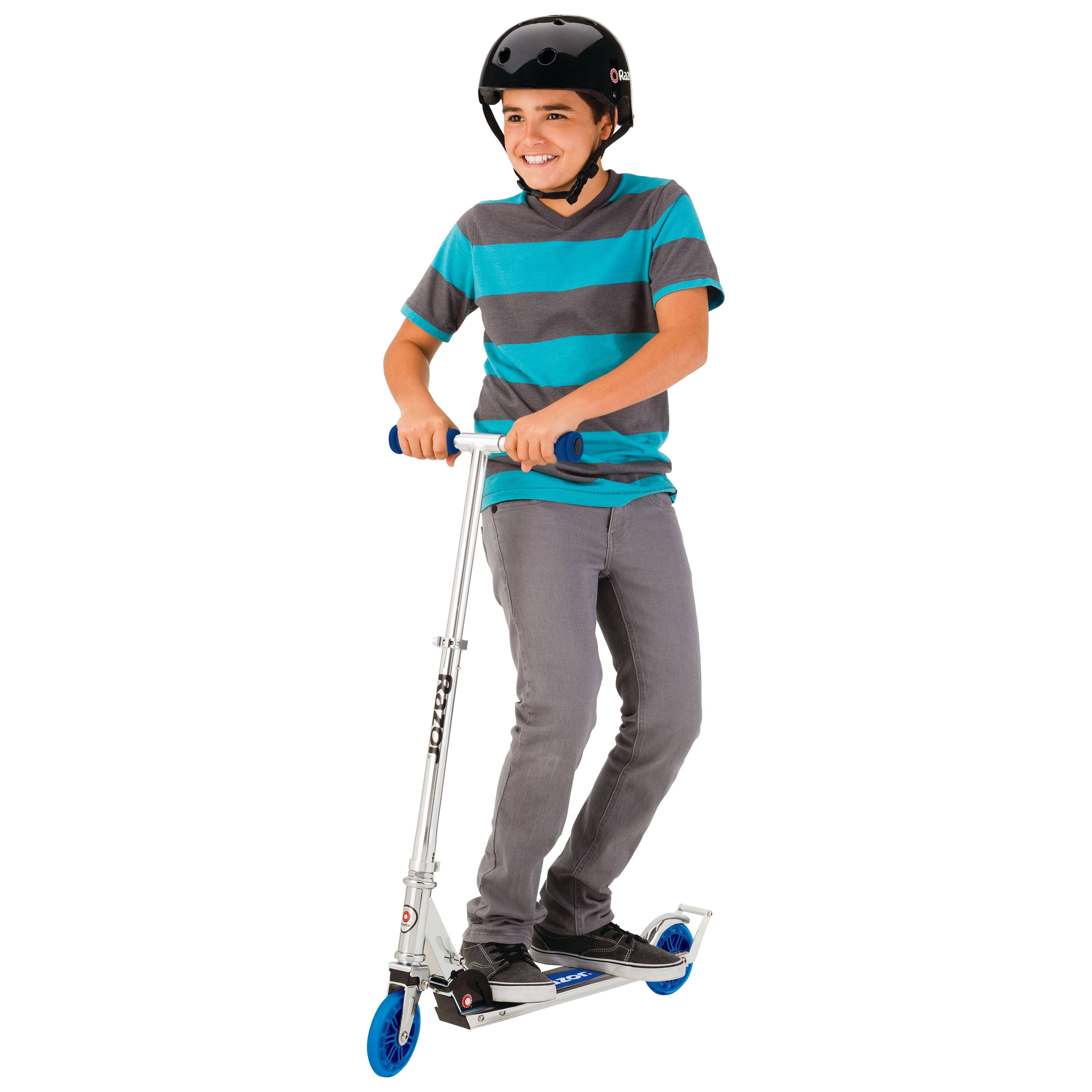 Alt View 3. Razor - A3 Kick Scooter for Kids – Foldable, Lightweight, Large Wheels, Vibration Reducing, Adjustable Handlebars - Blue.