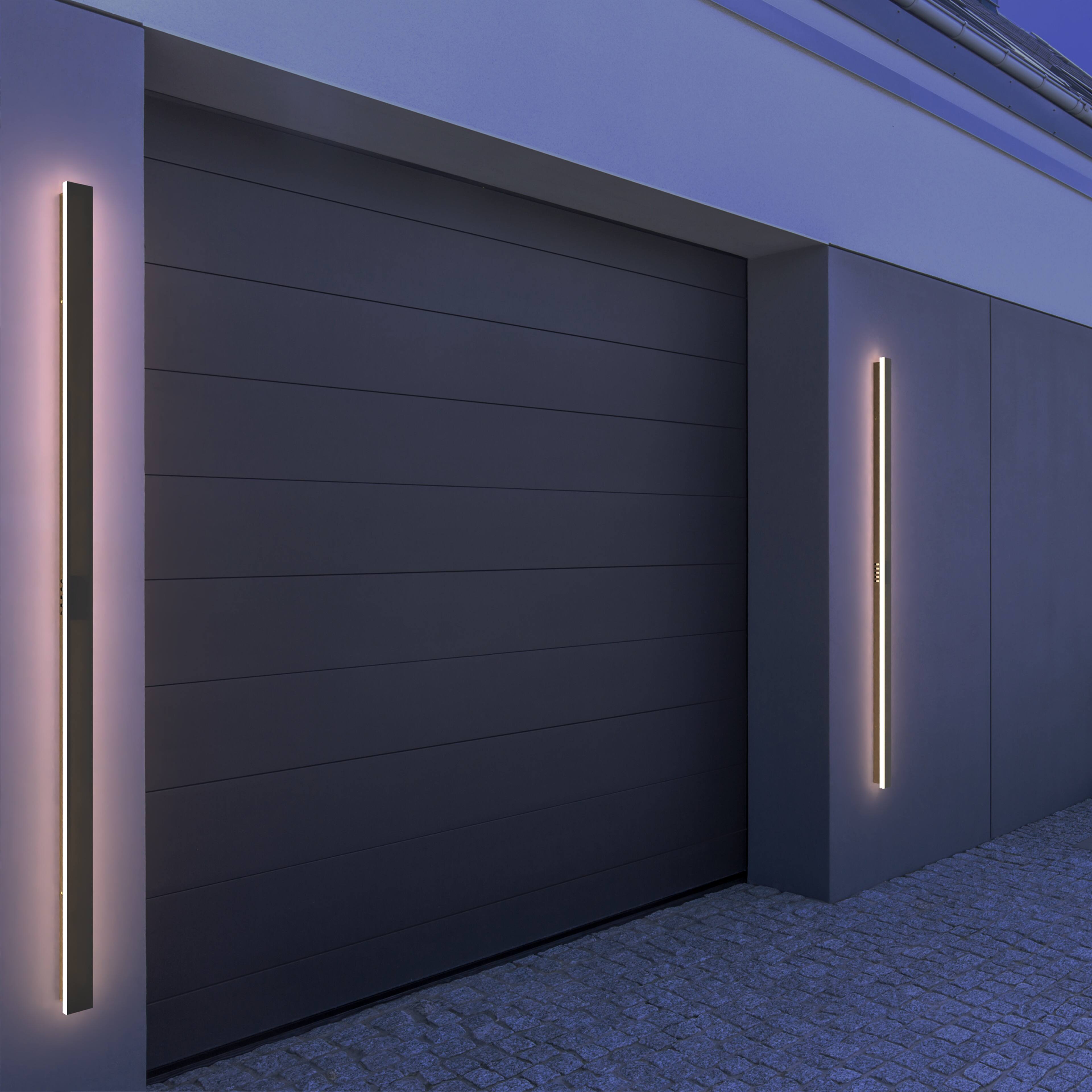 Angle. LEEKI - Modern Outdoor LED Linear Wall Sconce – Warm White 3000K, Waterproof IP65, Aluminum Energy-Saving Fixture - Black.