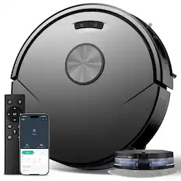 Teendow - 2 in 1 Robot Vacuum and Mop, Vacuum Cleaner with APP/Remote for Pet Hair, Self-Charging, 4 Cleaning Modes - Black