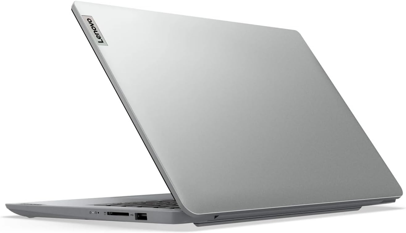 Left. Lenovo - Lenovo IdeaPad 1i 14" HD Laptop. Intel Celeron N4500, 4GB, 128GB SSD, Windows 11 Home - 82LV0075US - Gray.