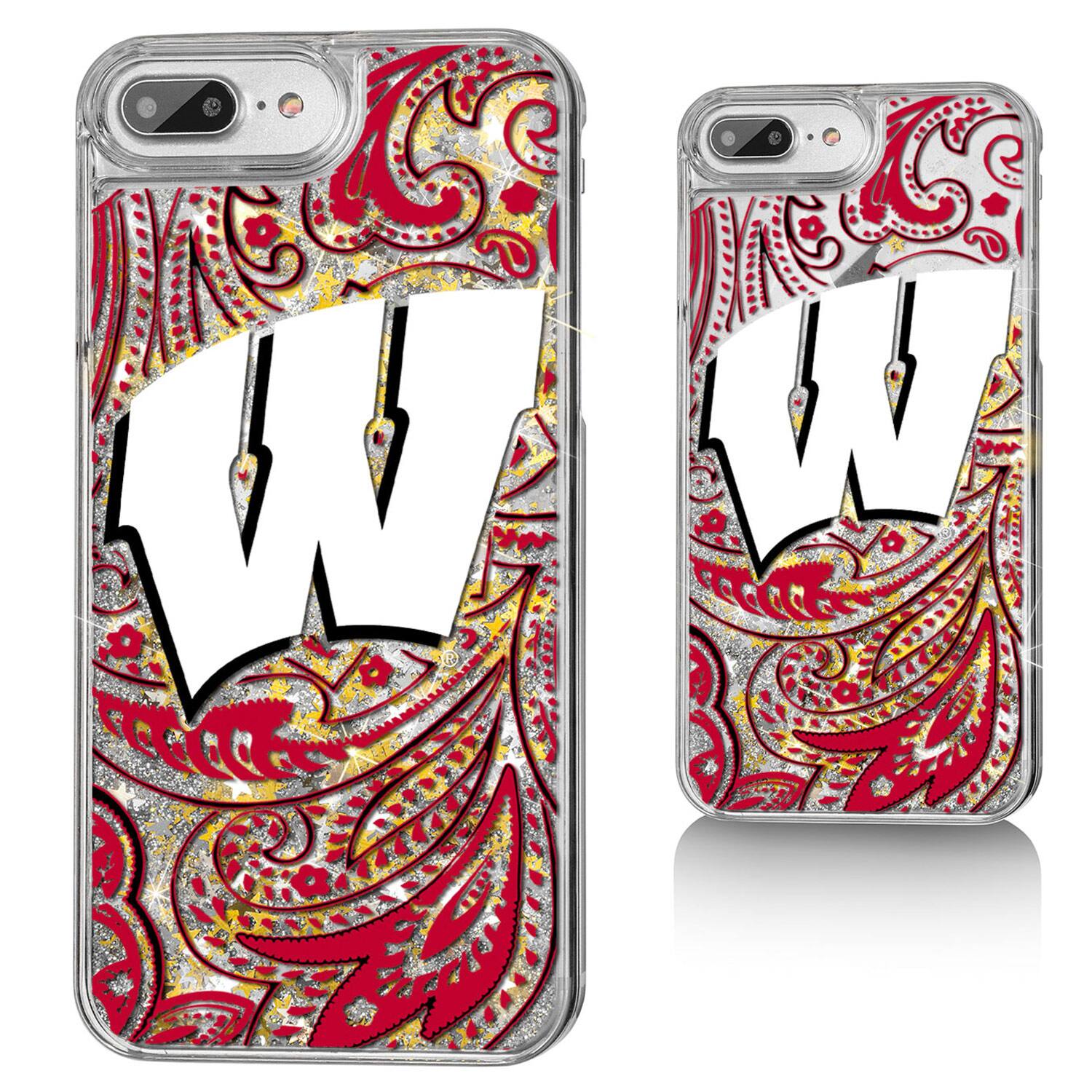 Front. Keyscaper - Wisconsin Badgers iPhone Glitter Paisley Design Case - 12 Pro Max - Multicolor.