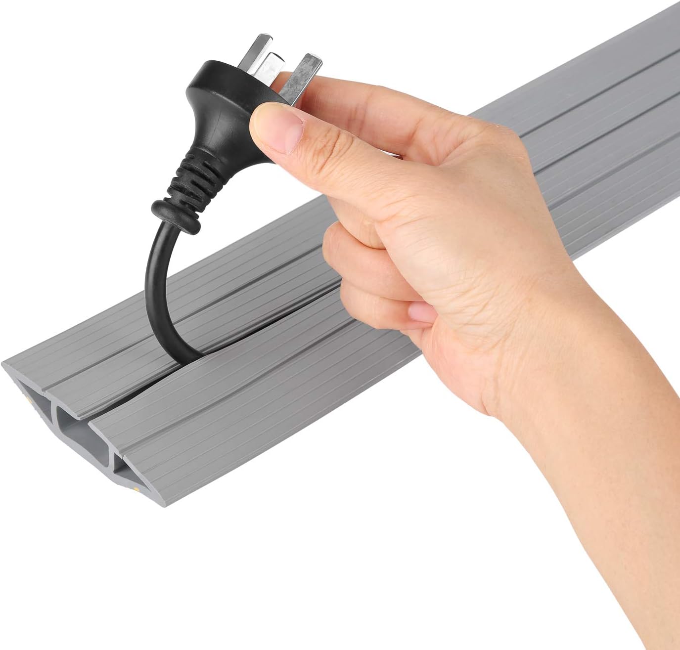 Alt View 4. AGPtek - 6.5 Ft Floor Cord Protector 3 Channels Contains Cords - Gray - 6.5Ft.