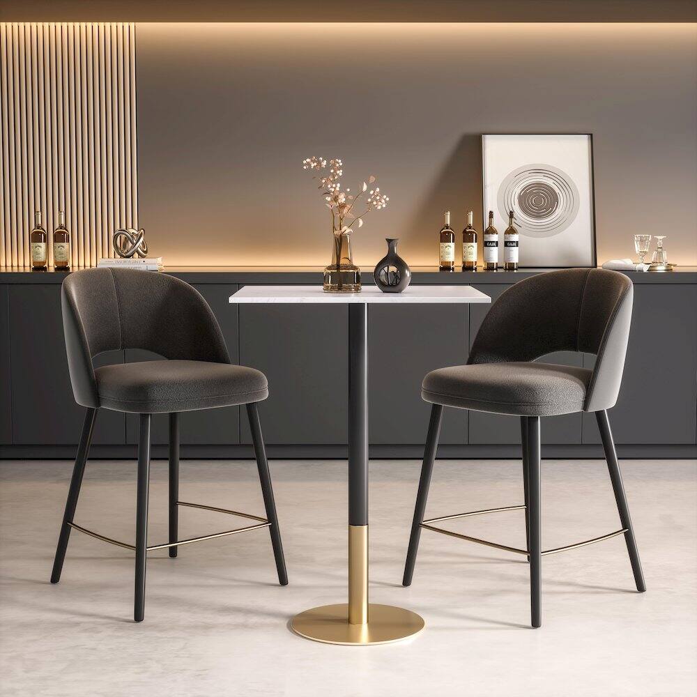 Alt View 3. Elegant Decor - Ronan 28 Inch Pub Table In White - White And Gold.