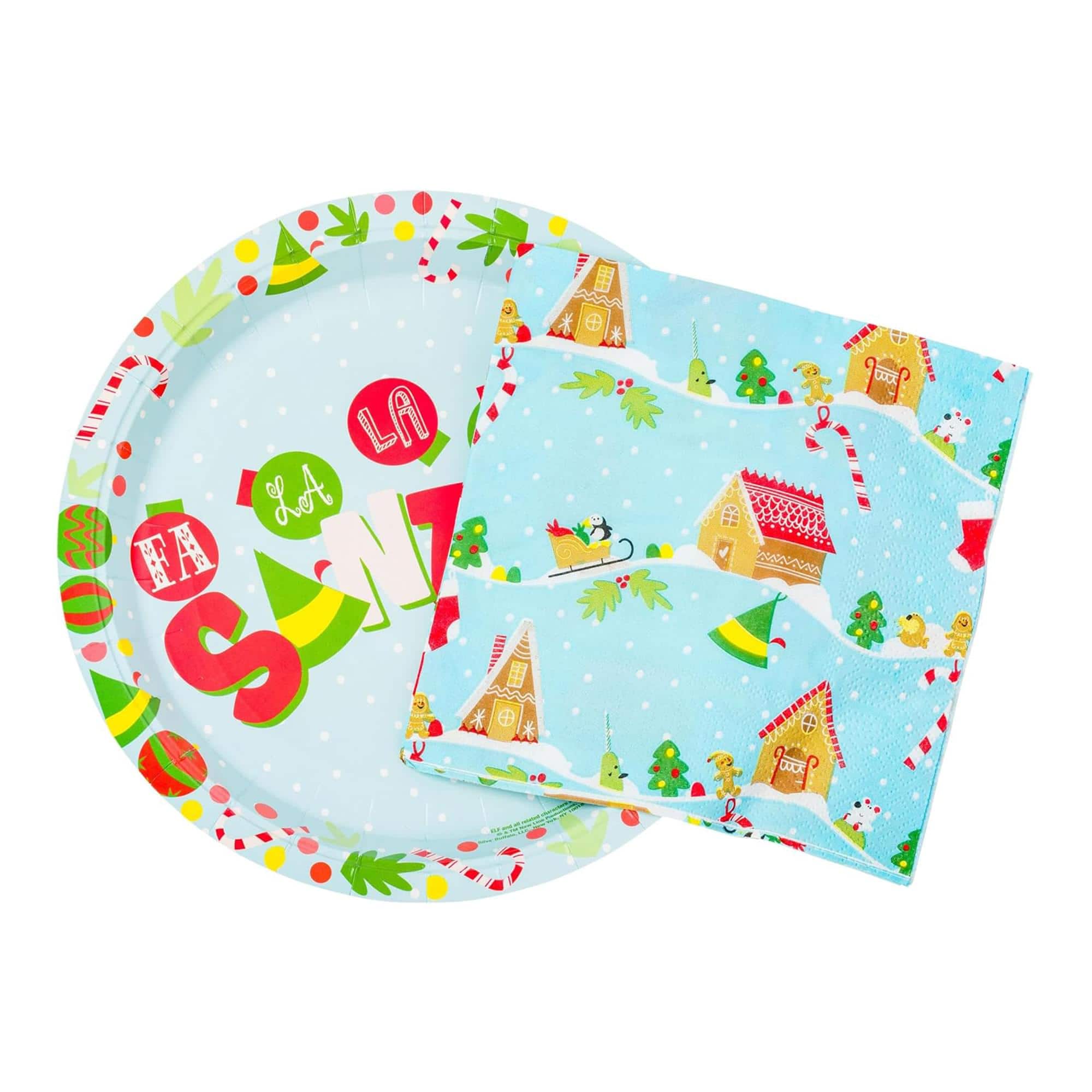 Silver Buffalo - Elf Fa La La Santa Snow Icons 32 Piece Paper Napkin and Plate Party Pack - Blue price history on PriceWatchPro