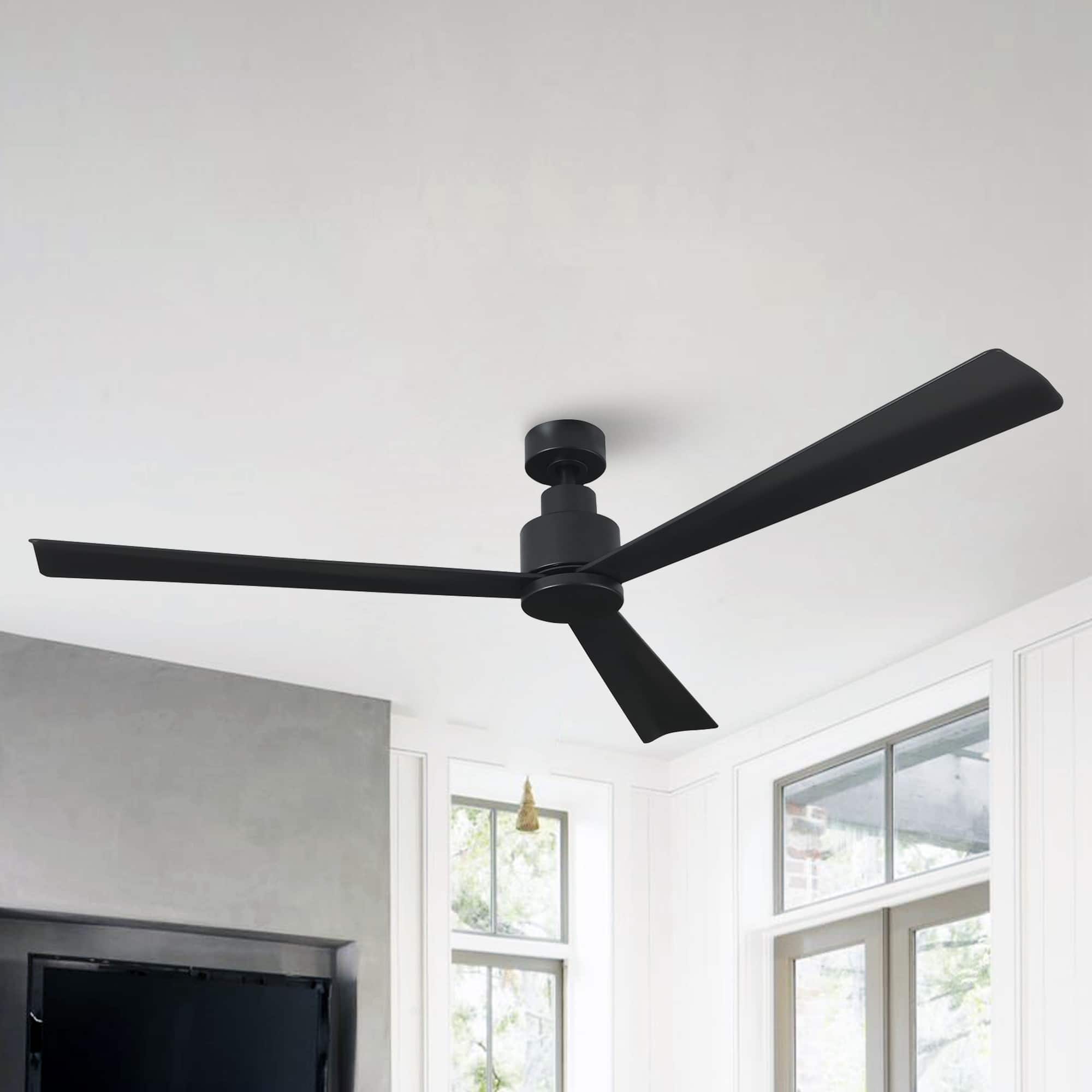 Front. Parrot Uncle - 52" Modern 3-Blade Ceiling Fan with Reversible DC Motor, 6-Speed, Remote Control, No Light - Black.