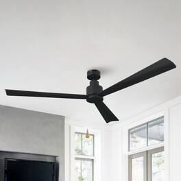 Parrot Uncle - 52" Modern 3-Blade Ceiling Fan with Reversible DC Motor, 6-Speed, Remote Control, No Light - Black
