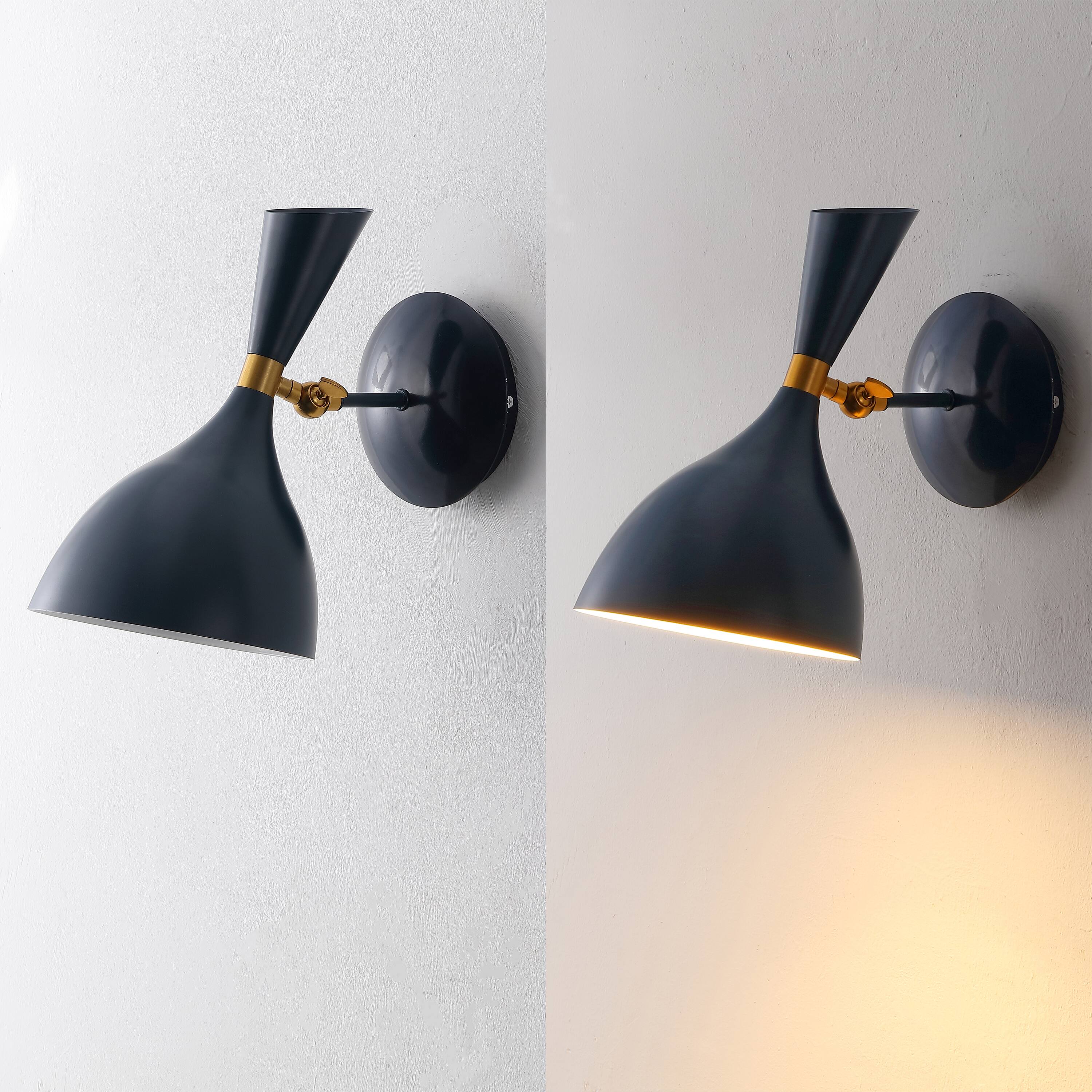 Alt View 5. Jonathan Y - Josef 10" Adjustable Iron Retro LED Wall Sconce, Navy - Navy/Brass Gold.