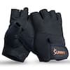 Front. Sunny Health & Fitness - Weightlifting Gloves, Large, with Padded Palm, Adjustable Wrist Support & Enhanced Grip for Strength Training - Black.