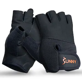 Sunny Health & Fitness - Weightlifting Gloves, Small, with Padded Palm, Adjustable Wrist Support & Enhanced Grip for Strength Training - Black