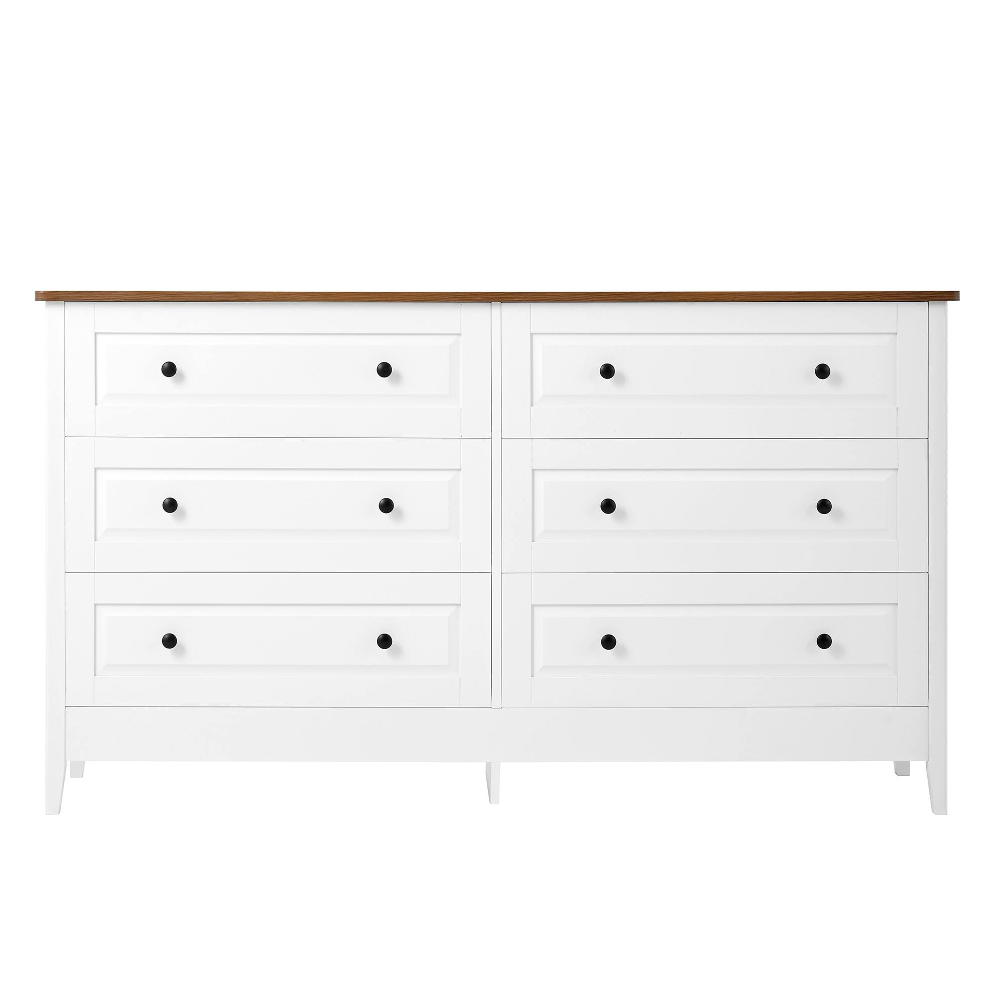 Back. GOODSILO - 6 Drawer Dresser - Wide Storage Chest for Bedroom, Hallway, Entryway - Ivory White,White+Red.